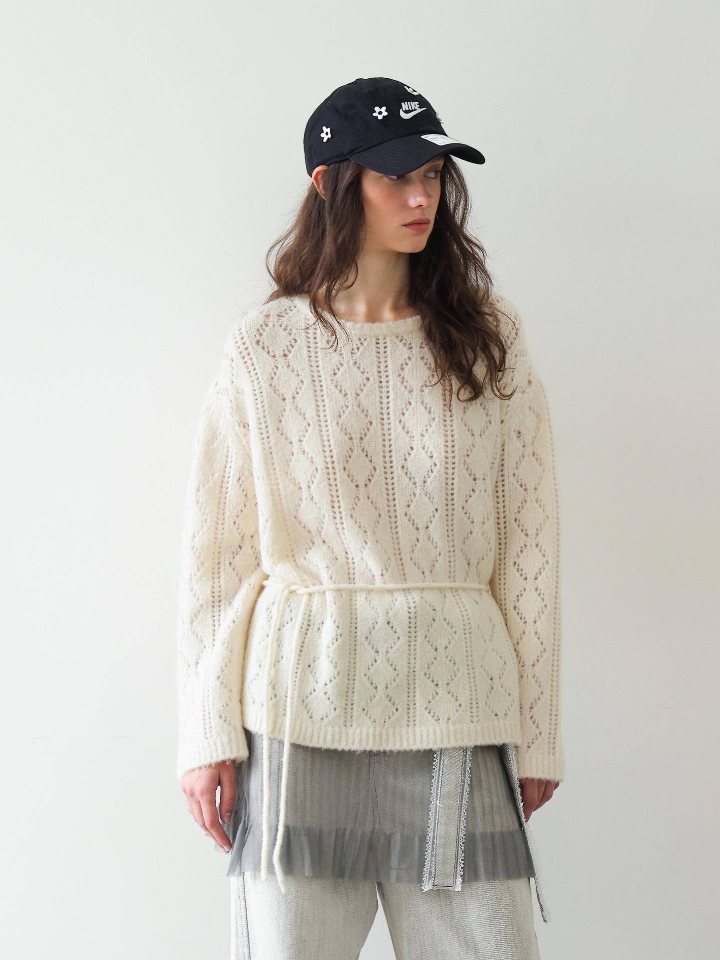 Crochet Lattice Tie Sweater