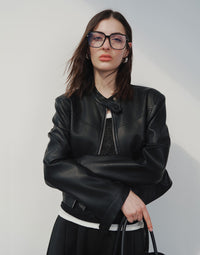 Collar Leather Biker Short Jacket