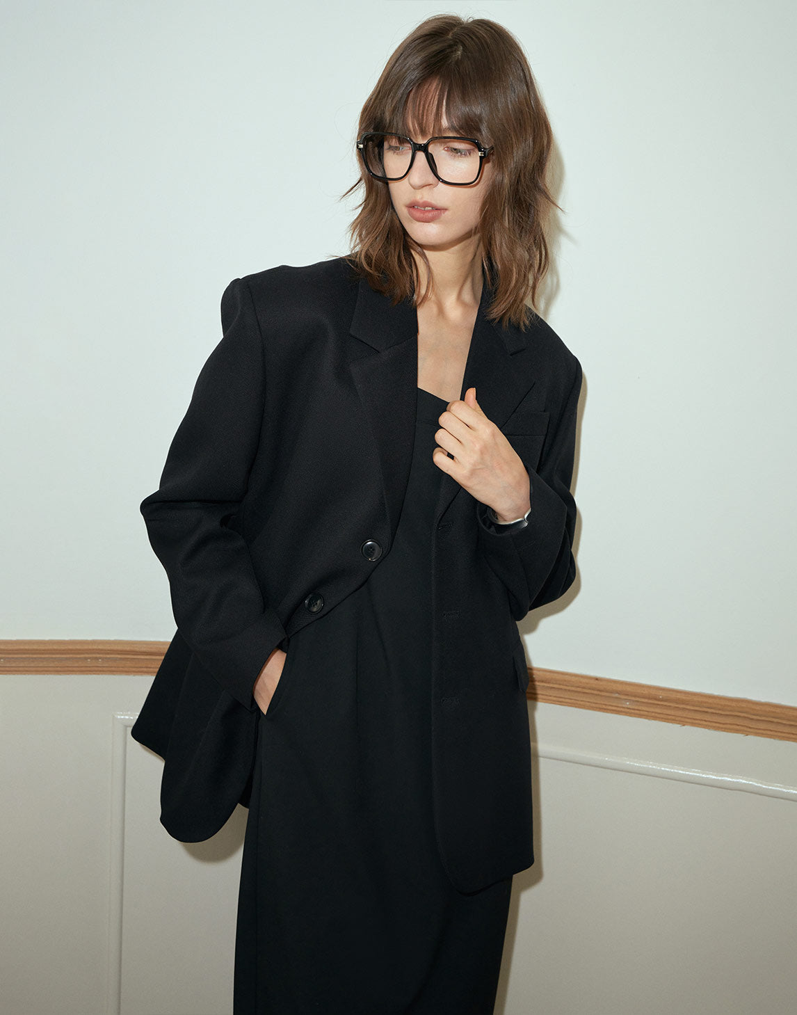 Blazer de sarga chic sin esfuerzo