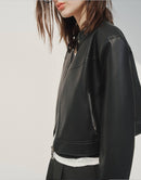 Collar Leather Biker Short Jacket