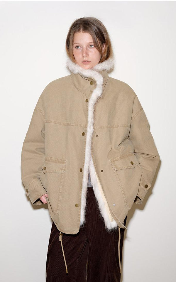 Gradient Fur-Collar Down Parka