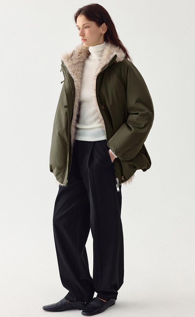 Eco-Fur Collar Down Jacket