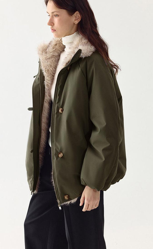 Eco-Fur Collar Down Jacket