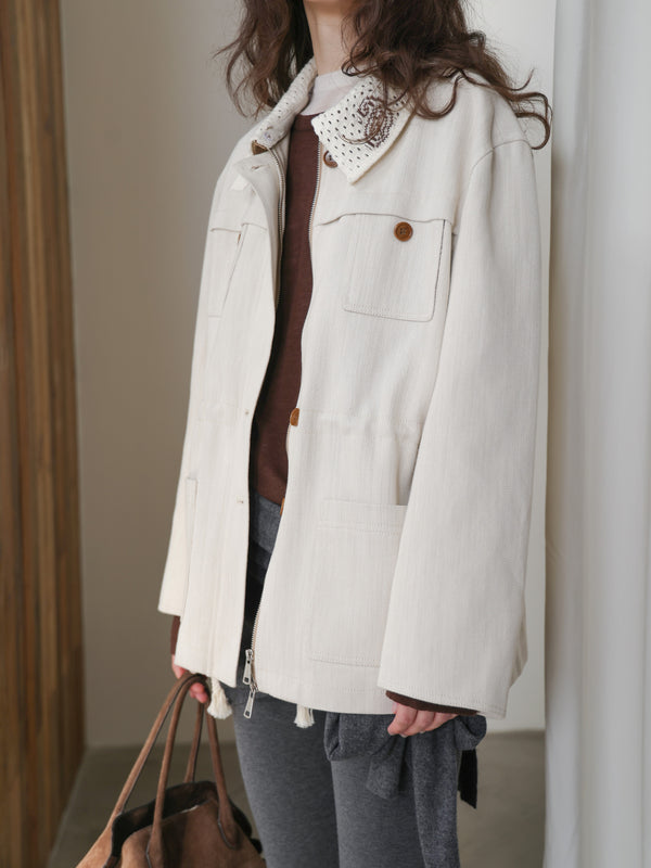 Crochet-Collar Utility Jacket
