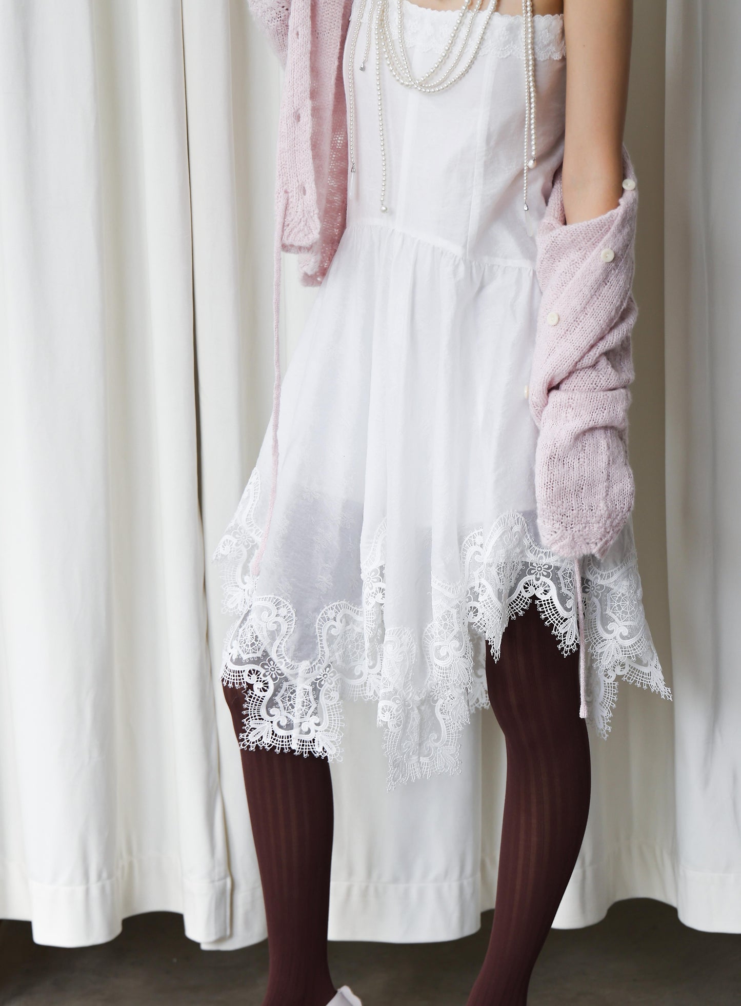 Irregular Lace-Trim Slip Dress