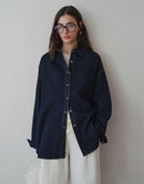 Oversized Raw Cotton Washed Blue Denim Shirt