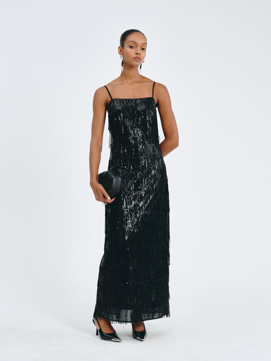 Luxe Fringed Sequin Dress