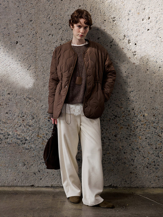 Cocoa Quilted Sherpa-Lined Jacket