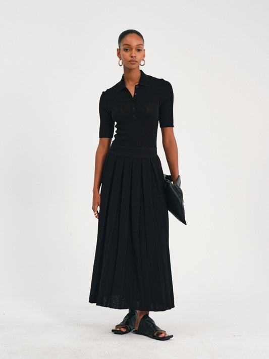 High-Waisted Pleated Skirt