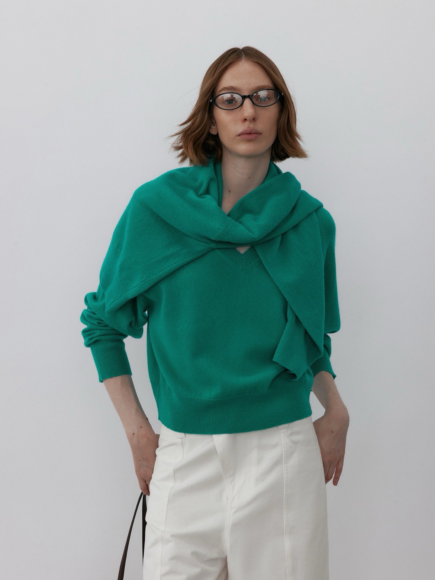 Peacock V-Neck Wool Sweater
