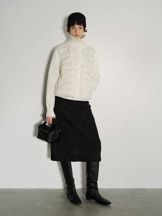 Ribline Knit-Panel Down Jacket