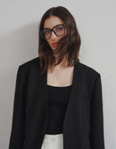 Collarless Black Wool Blazer