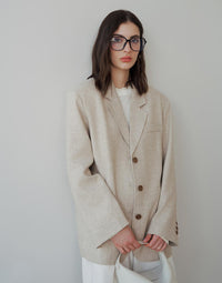 Linen Oatmeal Casual Loose Blazer