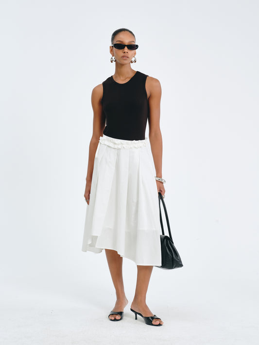 Asymmetric Pleated Skirt