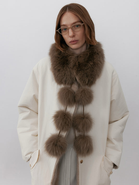 Fox-Fur Pom Scarf