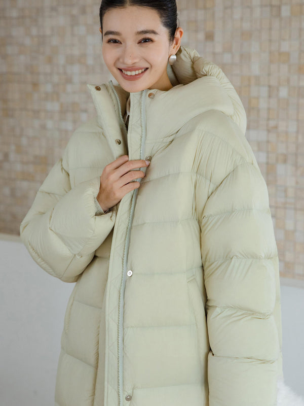 Long Hooded Down Coat