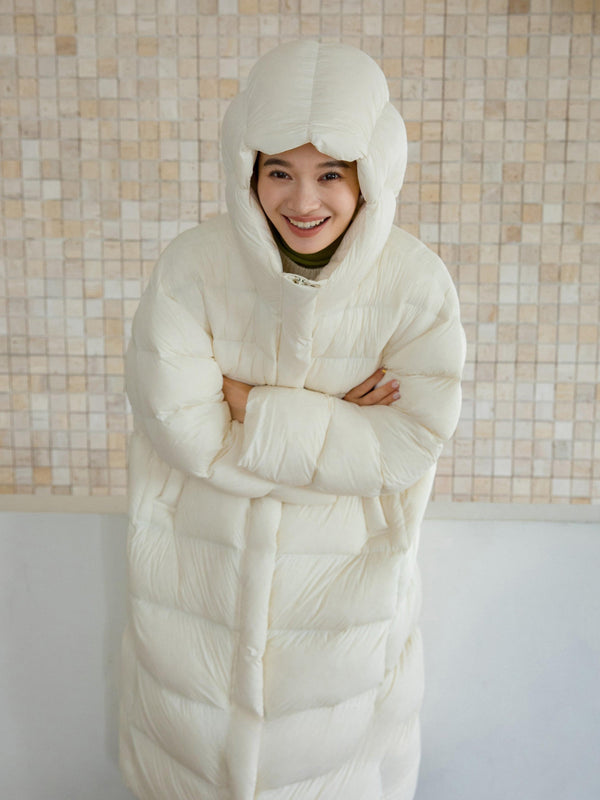 Long Hooded Down Coat