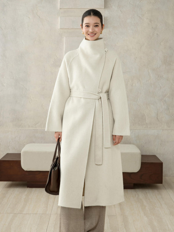 Wool–Camel High-Neck Coat