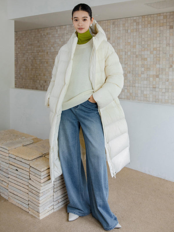 Long Hooded Down Coat