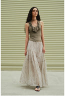 Vintage Floral Tiered Chiffon Midi Skirt