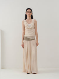 Glossy Satin Asymmetric Midi Skirt