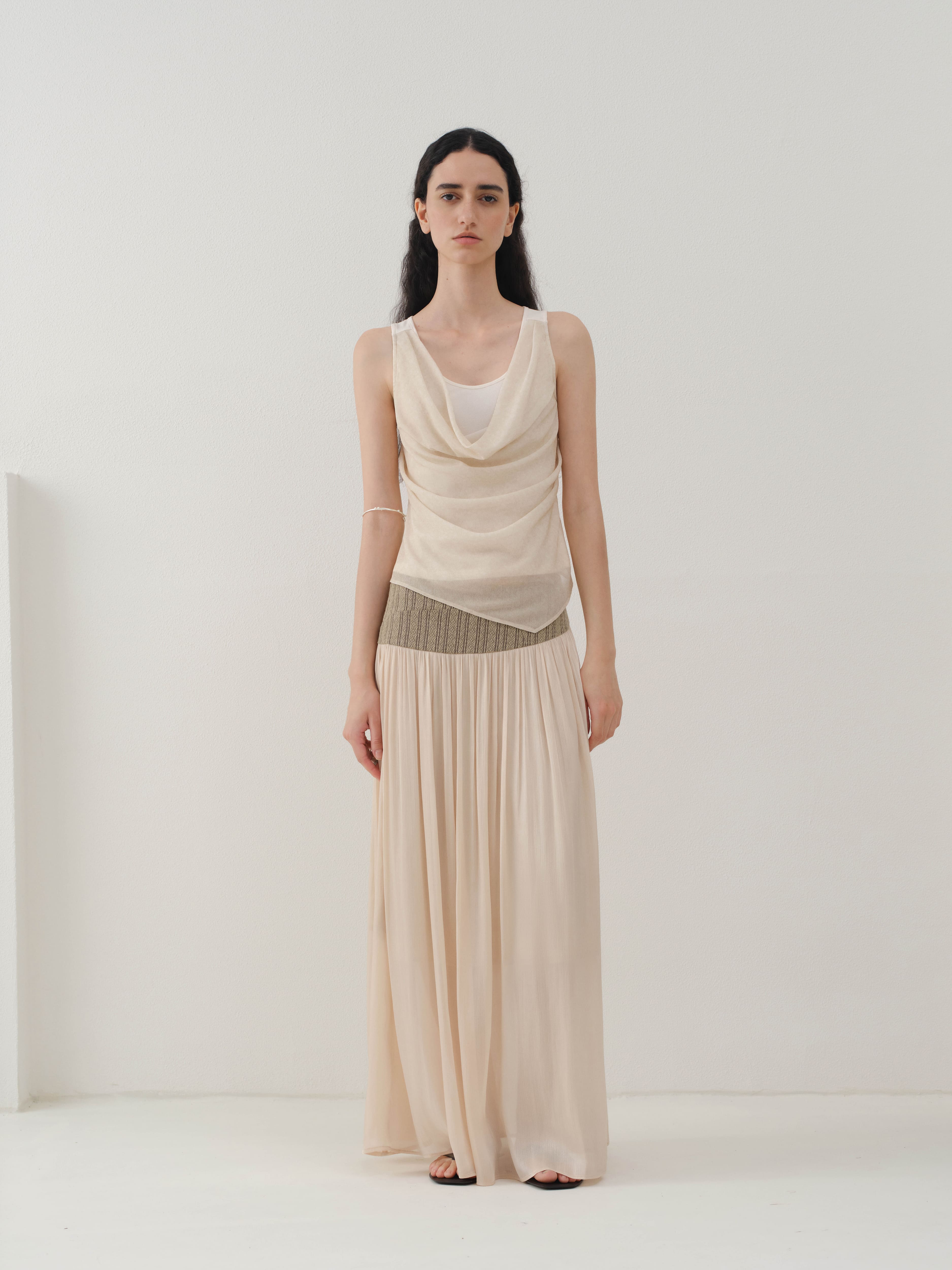 Glossy Satin Asymmetric Midi Skirt