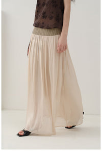 Glossy Satin Asymmetric Midi Skirt