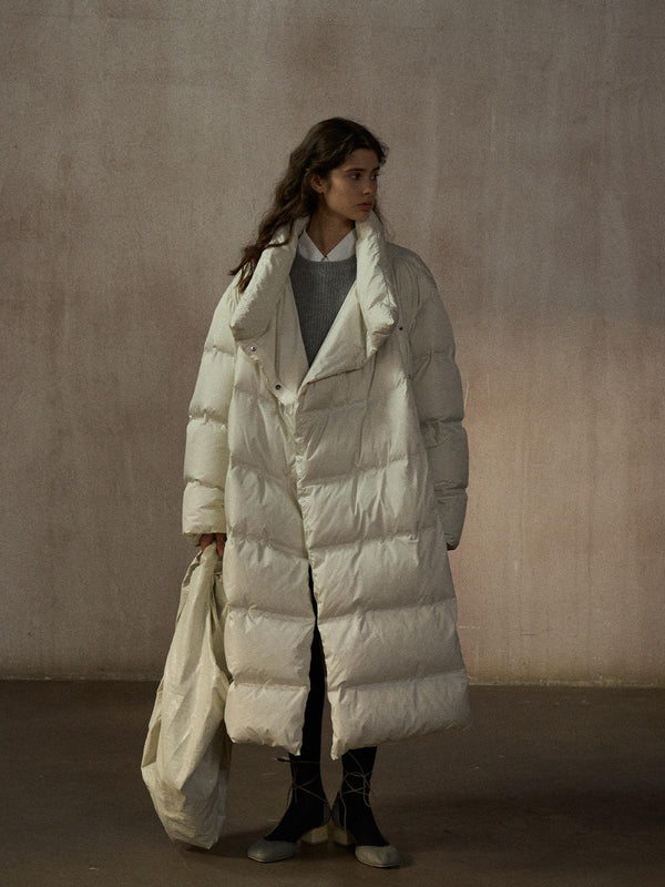Veloria Wrap-Style Long Down Coat