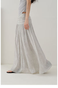 Vintage Polka Dot Pleated Midi Skirt