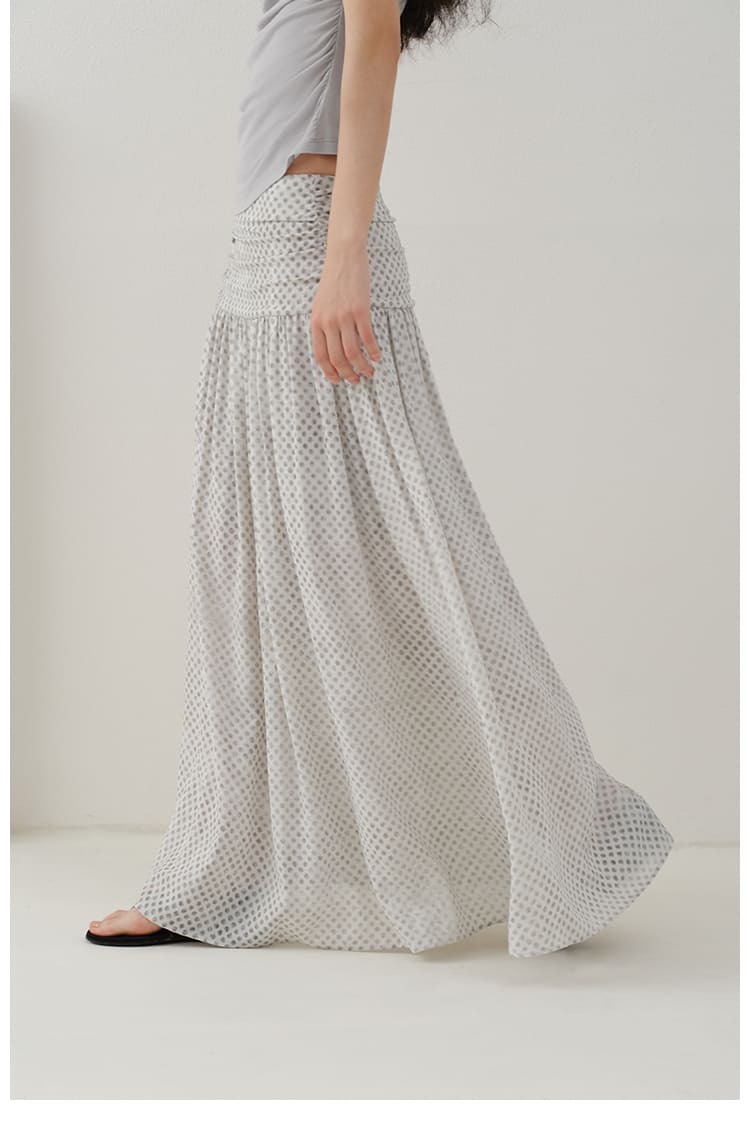 Vintage Polka Dot Pleated Midi Skirt