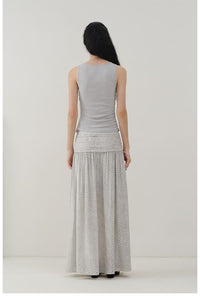 Vintage Polka Dot Pleated Midi Skirt