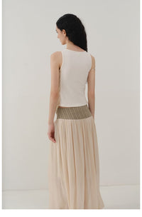 Glossy Satin Asymmetric Midi Skirt
