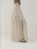 Vintage Floral Tiered Chiffon Midi Skirt