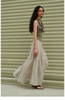 Vintage Floral Tiered Chiffon Midi Skirt