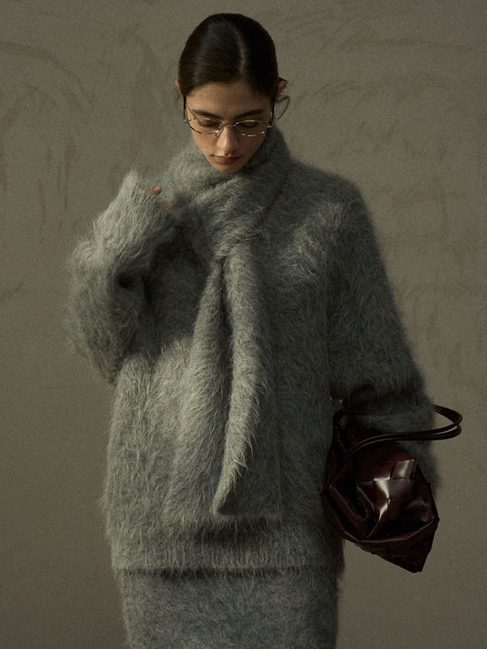 Suri Alpaca Scarf-Collar Knit