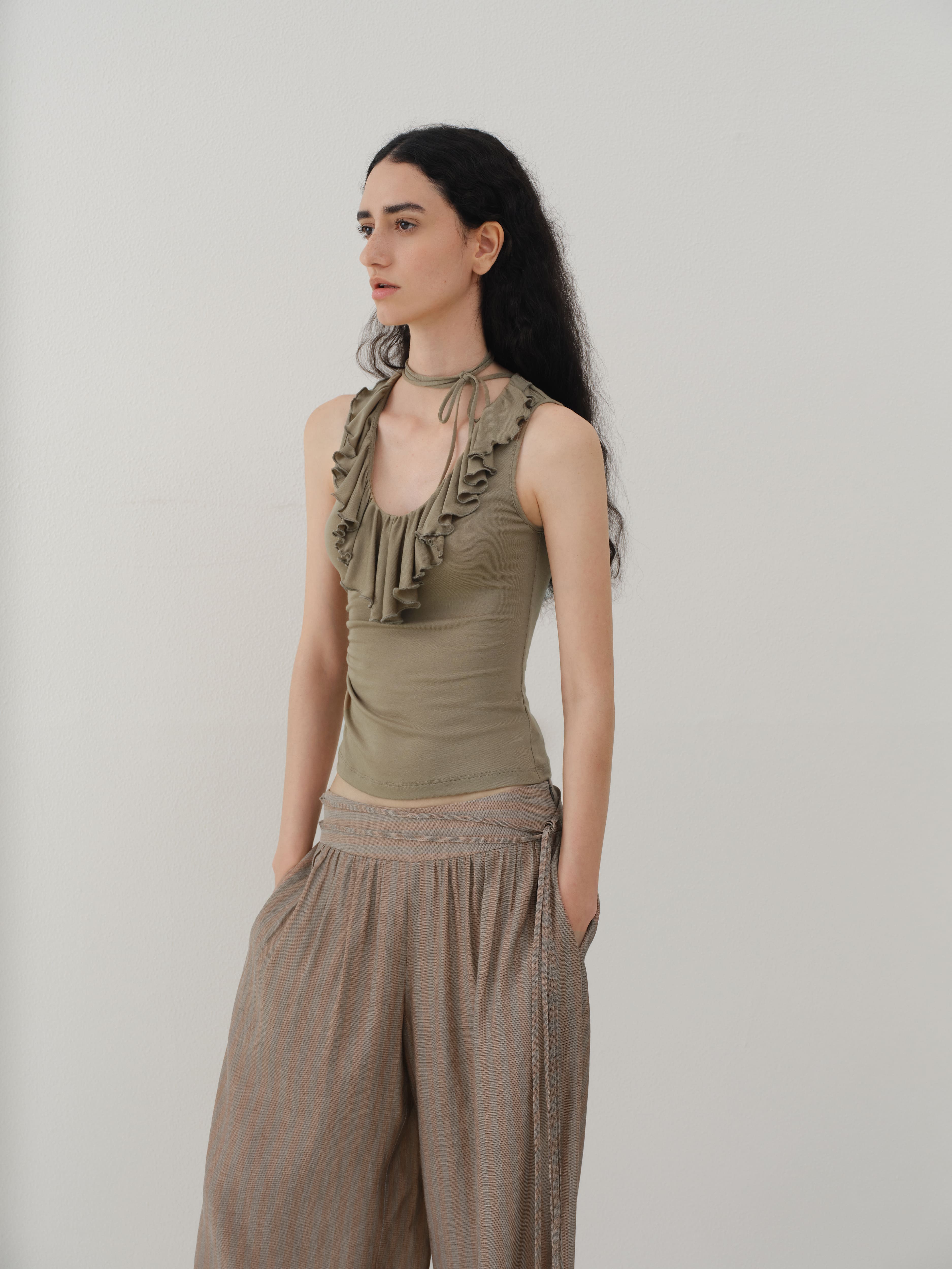 Vintage Ruffle Knit Tank Top