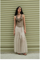 Vintage Floral Tiered Chiffon Midi Skirt