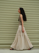 Vintage Floral Tiered Chiffon Midi Skirt