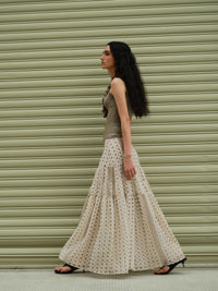 Vintage Floral Tiered Chiffon Midi Skirt