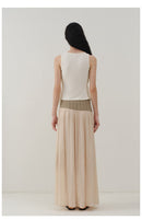 Glossy Satin Asymmetric Midi Skirt