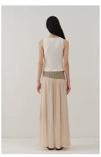 Glossy Satin Asymmetric Midi Skirt