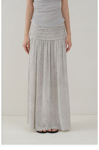 Vintage Polka Dot Pleated Midi Skirt