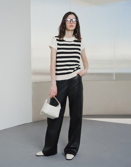 Classic PU Leather Wide Pants