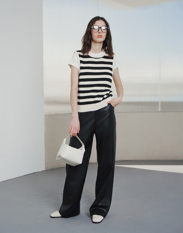Classic PU Leather Wide Pants