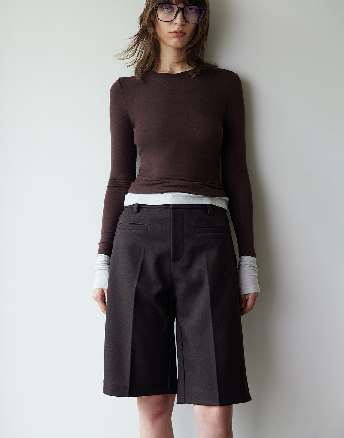 Shorts ajustés en sergé élégant