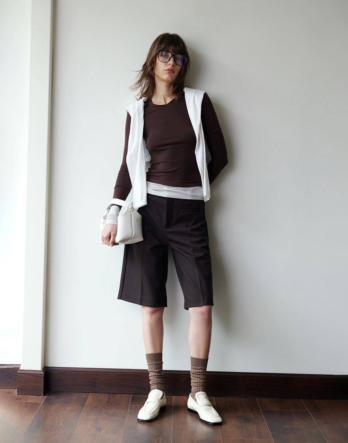 Shorts ajustés en sergé élégant