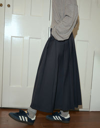 Gray Wool Pleated Half Bodycon Skirt