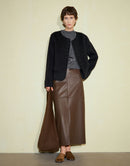 Reversible Straight Mid-Length Leather Skirt