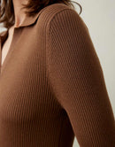 Lapel Striped Wool Knitwear