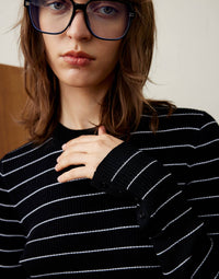 Black And White Striped Wool Knitwear